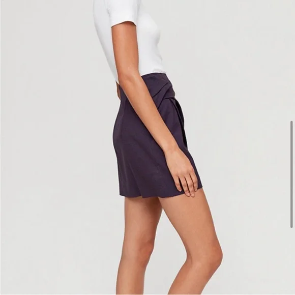 Aritzia Babaton Jethro Blue Plaid Twisted Assymetric Mini Skirt - Picture 5 of 7